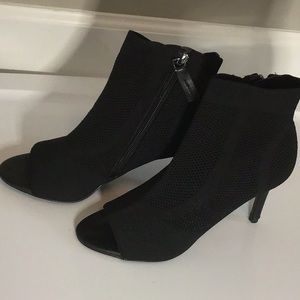 Bleecker and Bond knit peep toe ankle booties